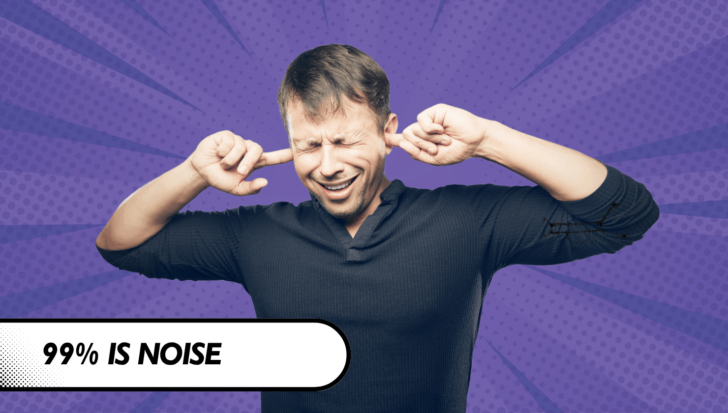 99.9% of trading is noise thumbnail - man with fingers over ears