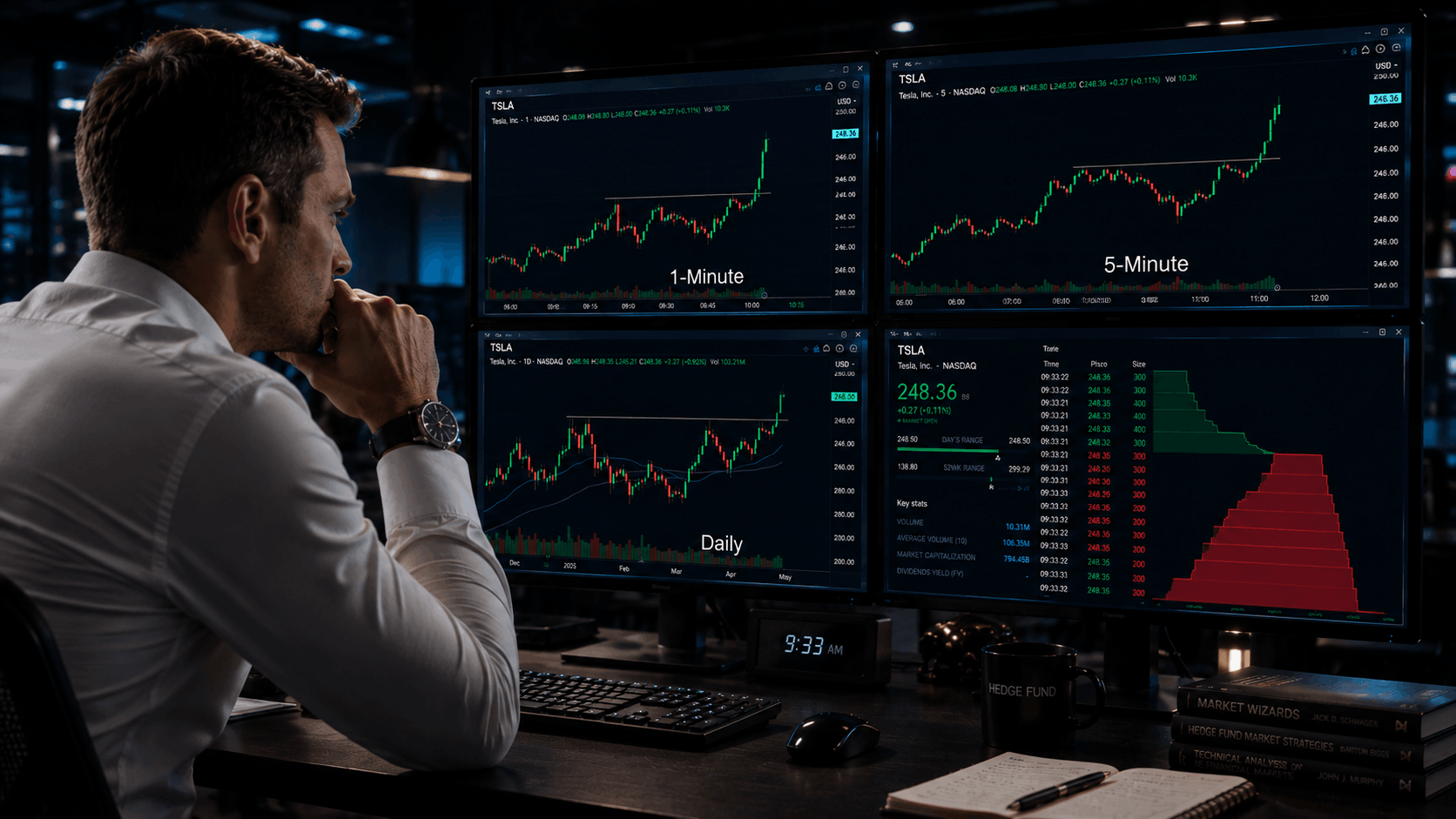 Man reviewing stock performance