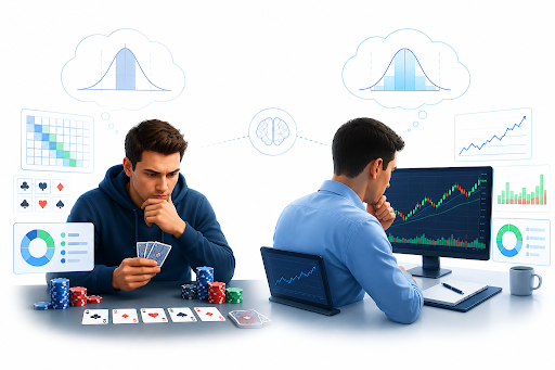 two men reviewing their trade performance